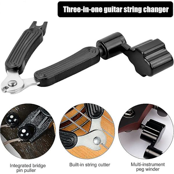 3-i-1 Stränglindare, Gitarrsträngsspindel, Gitarrsträngskärare, Gitarrstränglindare
