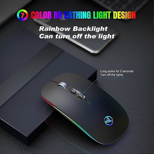 2.4g+bt5.1 Dual Mode Trådløs Mus Genopladelig Led Lysende Lydløs Mus Til Desktop Laptop Computer
