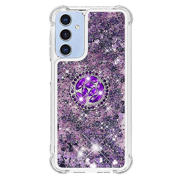YB Quicksand Series-7 Kompatibelt Skal För Samsung Galaxy A15 5G Fodral Flytande Glitter Paljetter TPU Ställ Telefonskydd DarkPurple