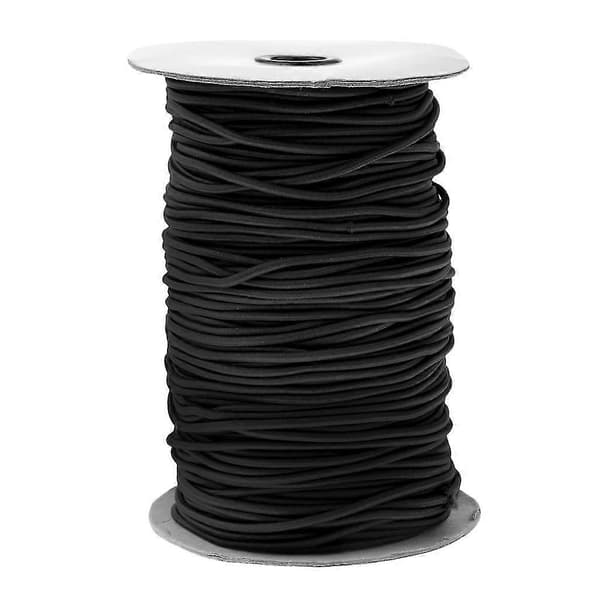 2 mm elastisk strikksnor støtsnor festesnor - båt-/tilhengerdeksler 150 m svart