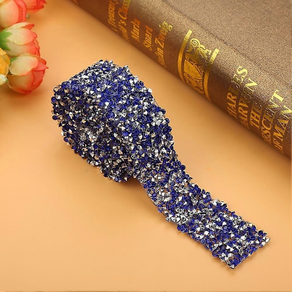 1 yard 30 mm diamantnet indpakningsrulle funklende krystalrhinstensbånd dekoration (mørkeblå)
