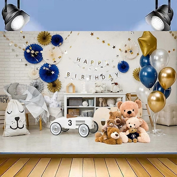 Første Bursdag Ballonger Gaver Dekor Baby Gutt Jente 1. Bursdag Fotografering Bakgrunn Kakeknusing Bakgrunn Banner Bjørn Babyshower Bakgrunn Twinkle Twinkle L