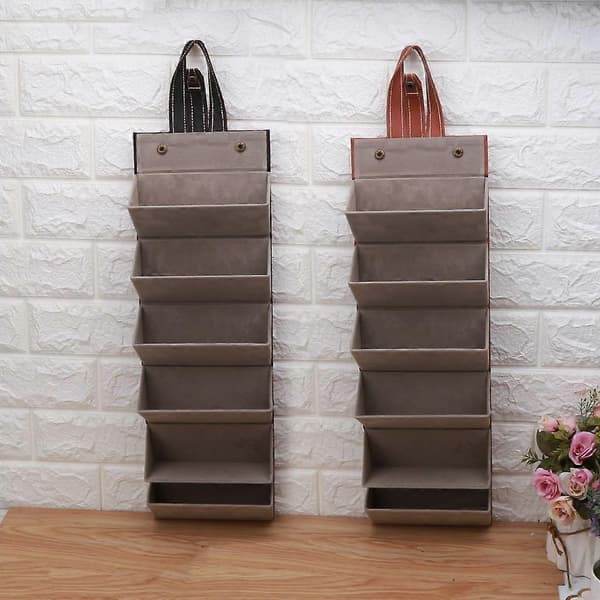 6 rum Foldbar Multi PU Læder Solbriller Briller Rejse Organizer til