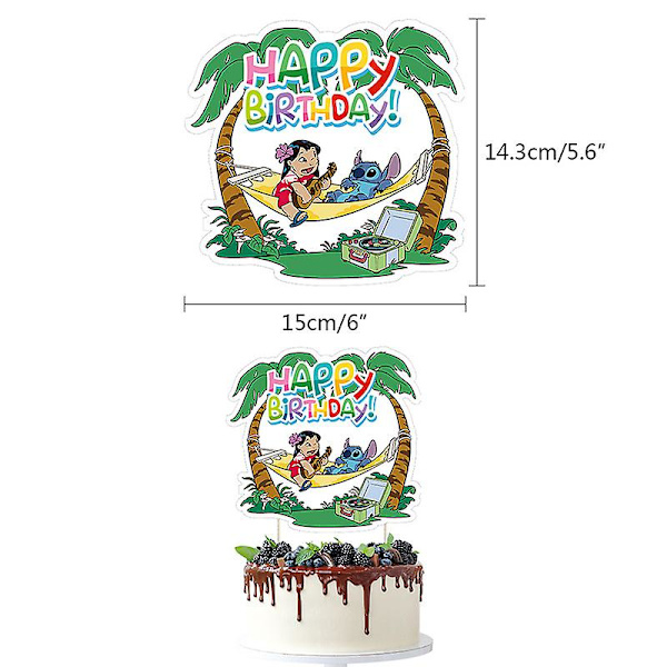 Lilo & Stitch Tema Födelsedagsfest Dekoration Barnleksak Present Latex Aluminiumfolieballong Engångsservis Evenemangstillbehör Big Cake Topper-1pcs