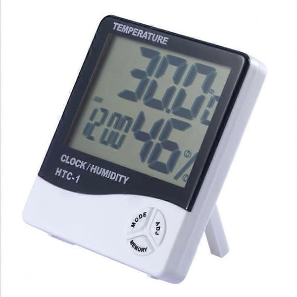 Digital Hygrometer Termometer - LCD Inomhustemperatur Väckarklocka Vit