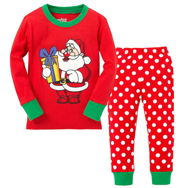 Lasten pyjamat Santa Elk -pyjamat, 2 set Red Santa Claus 3-4 Years