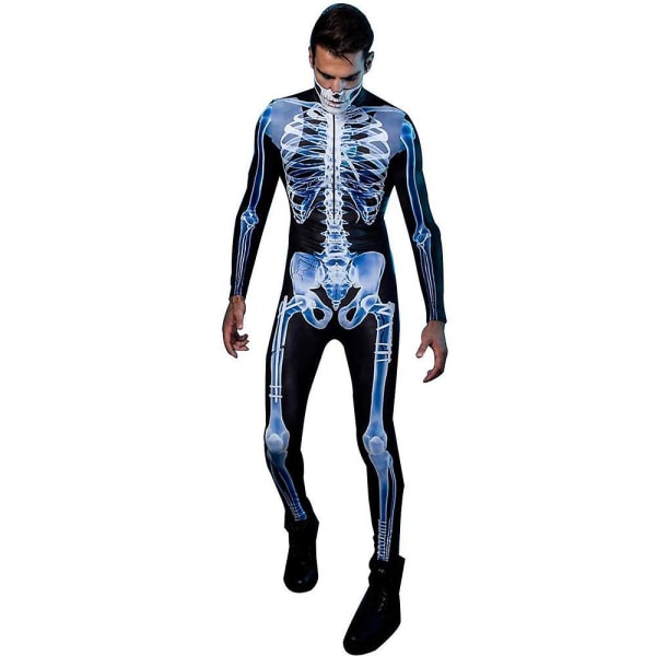 3D Skeleton Puvut Halloween Skeleton Asu Cosplay Puku Miehille Naisille 3D Graafinen Halloween Skull Cosplay Skeleton Korkealaatuinen male L