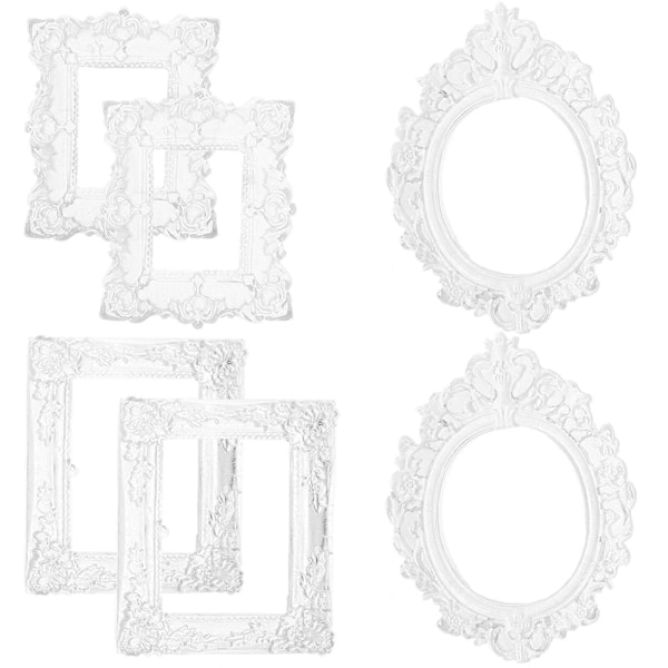 6 stk. Klar Liten Ramme Barokk Mini Display Ramme DIY Mini Fotoramme for Telefonddekorasjon