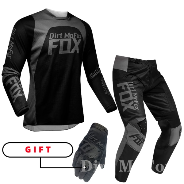 2022 Dirt MoFox MTB Jersey Byxor Utrustning Set MX Combo Motorcykel Outfit Motocross Racing Enduro Dräkt Män Off-road Moto Handskar Kit Black SJersey 30 pants