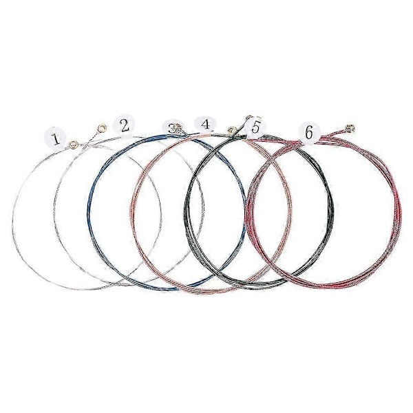 6 stk. Ekstra Let Farverig Belægning Phosphor Bronze Akustisk Guitar Streng Udskiftning