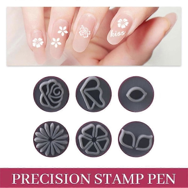 6 st Nagelkonst Stämpelpenna Set Kreativa DIY Nagelkonst Dotting Verktyg Mångsidighet