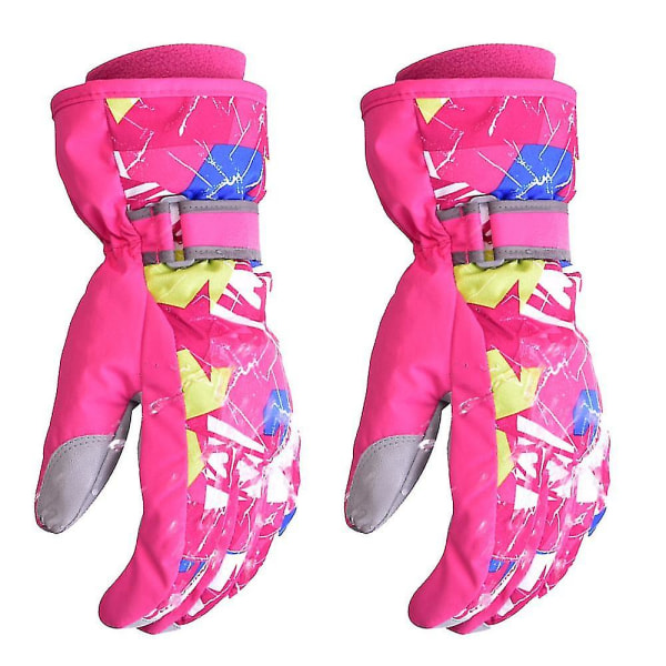 Unisex vattentäta vindtäta vintervarma snowboardskidhandskar Rose red