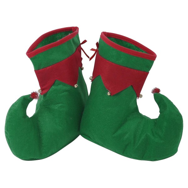 Joulutonttuhattu Joulupukin tonttukengät ja jouluraidalliset sukkahousut aikuisille Joulujuhlapuku Sukkahousut /hattu/kengät Type B Red Green