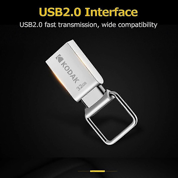 Kodak K112 64g U Disk Metal Bærbar USB Flash Drive Vandtæt Mini Memory Stick Bil Pen Drives Flashdisk Usb2.0 Sølv
