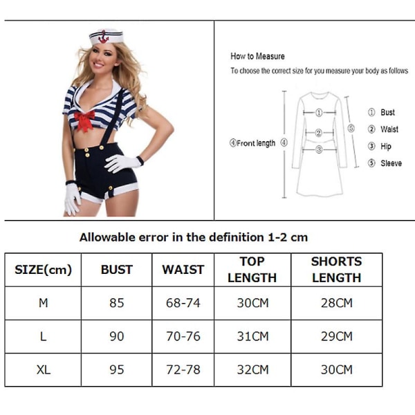 Carnival Halloween Lady Sailor Suit Kostym Storbritannien Naval Uniform Pin-up Girl Nattklubb Cosplay Fancy Party Dress M