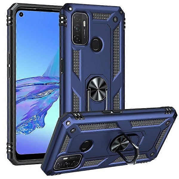 Kompatibelt Skal för Oppo A53 / A53s / A32 4G Mobilskal PC + TPU Hybrid med Ringstativ Blue