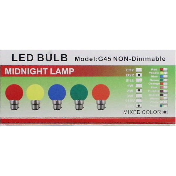 B22 Bajonettlampor - 10-pack Festoon LED-lampa 2W (motsvarar 20W), Färgglad Energisparlampa