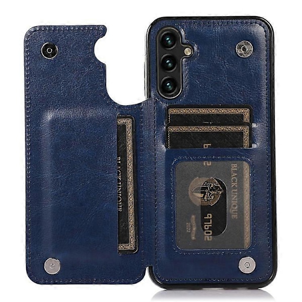 Kompatibel med Samsung Galaxy A54 5G Kortholder Telefon Cover PU Læderbelagt TPU Støtteben Etui Blue