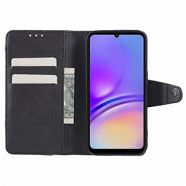 Kompatibelt Skal för Samsung Galaxy A55 5G, skarvad PU-läder magnetisk stängning plånboksfodral Black