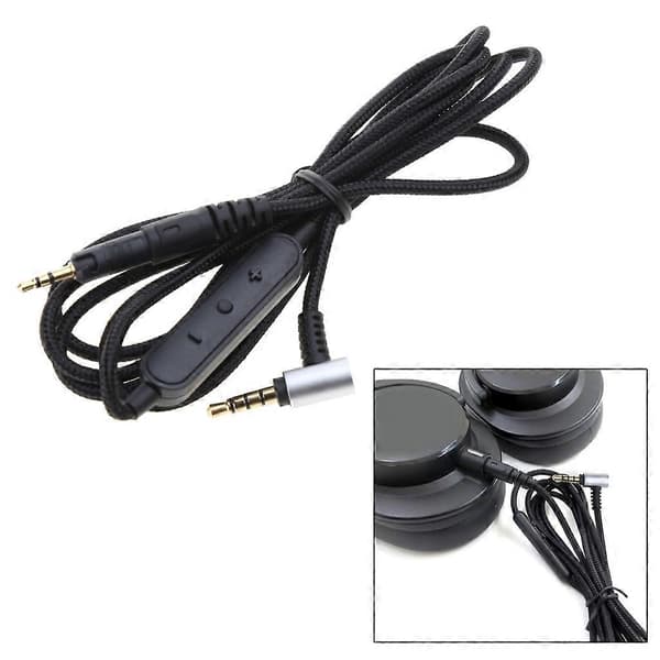 Flettet lydkabel med inline lydstyrkeknap til ATH M50X/M40X/M70X headset