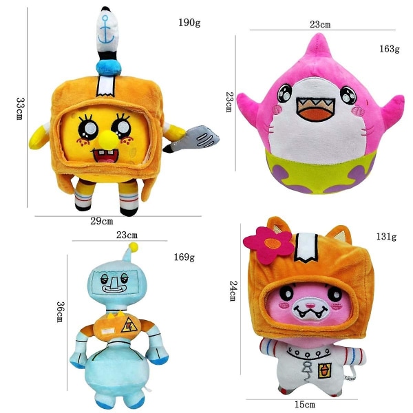 3st Lanky-box Pyjamas Maskerad Man Mjuk plysch Tecknad Robot Plysch Söt Boxy Foxy Rocky Uppstoppad Kudde Docka Härlig barnpresent 4pcs B