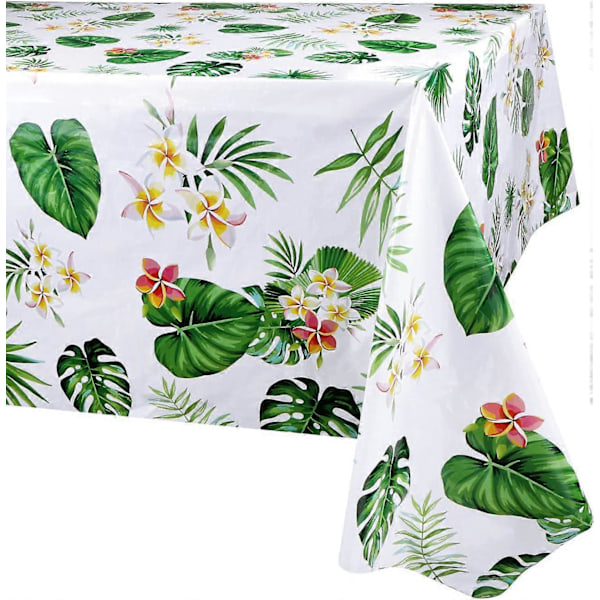 Luau Palmeblader Duk Bordpynt, 2 Pakke Engangs Vanntett Plast Hawaii Borddeksler Rektangel Grønne Palmeblader