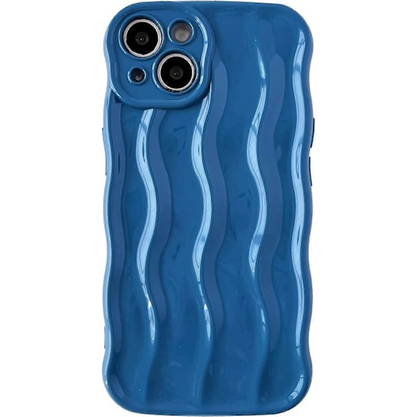 Vandbølge Mønster Krøllet Bølge Ramme Blød Kompatibel med iPhone Cover (Blå, iPhone 14 Pro Max)
