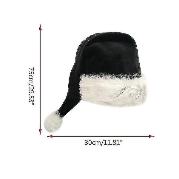 75cm Sort Pludset Lang Julehat Julekostume Pompom Julemandshue