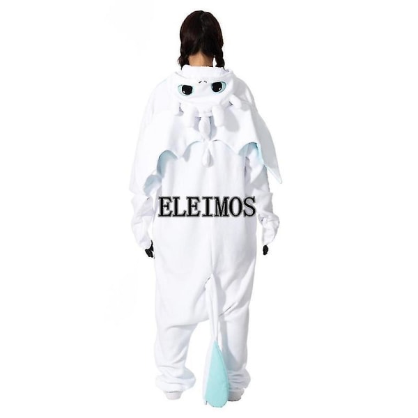 Sarjakuva Toothless Onesie Pyjamat Aikuiset Naiset Miehet Eläimet Pyjamat Kotivaatteet Halloween Cosplay Juhlasuvut White M Fit 158-168cm