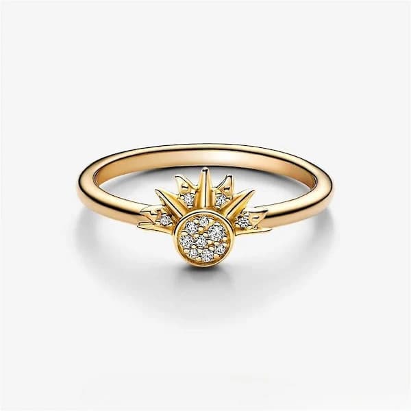 Celestial Sol och Måne Ringset, Glittrande Sol Måne Ring Med 14k Guld/Silverplätering 6