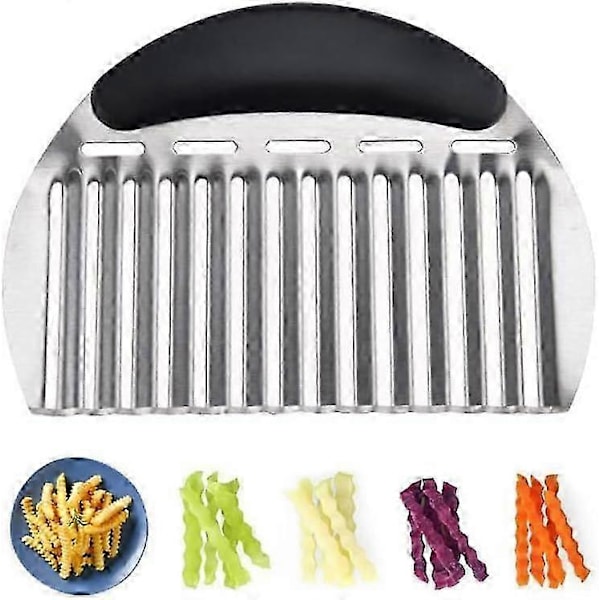 Kraftig Crinkle Cutter i Rustfritt Stål Bølgekutter Pommes Frites Kutter for Poteter Gulrot Chips og Frukt, Grønnsaker, Poteter, Løk