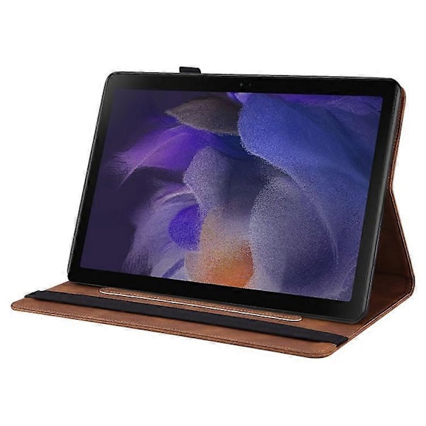 Kompatibelt Läderfodral för Samsung Galaxy Tab A9 med Fjärilsblommor Tryck Tablet Skydd Brown