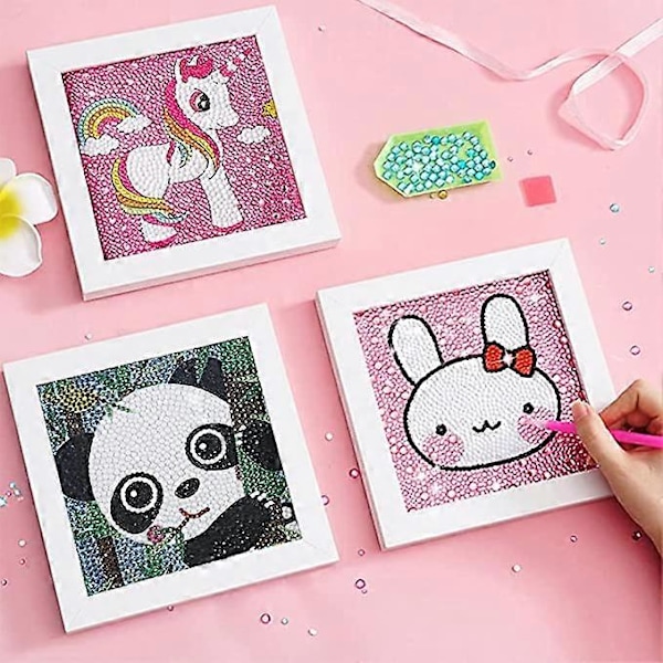 2-pack roliga DIY mosaikhantverkskit, enkla 5D diamantmålningskit för barn, full borrning målning efter nummer kit