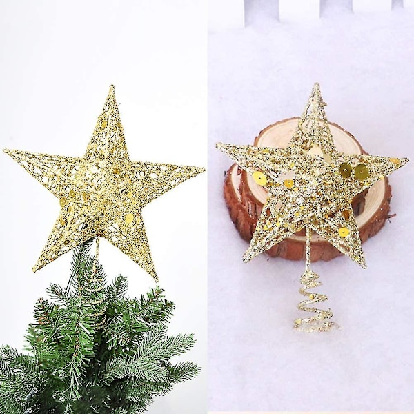 Julepynt til stuen, skrivebord, stjerne dekoration (15cm, Guld) 1 stk. bd