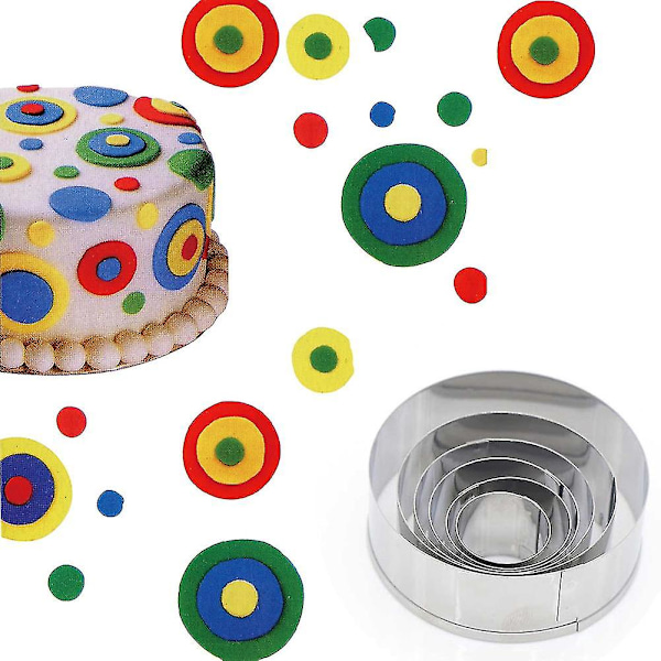 6 st/set Rund Form Fondant Bakform Kex Kakdekorativ Skärare Q