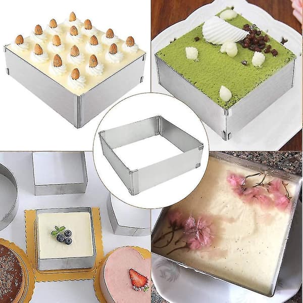 Rektangulær Dejramme i Rustfrit Stål, Rektangulær Udvidbar Dejform, Justerbar Rektangulær Kageform, Rektangulær Kageramme, Justerbar Mousse