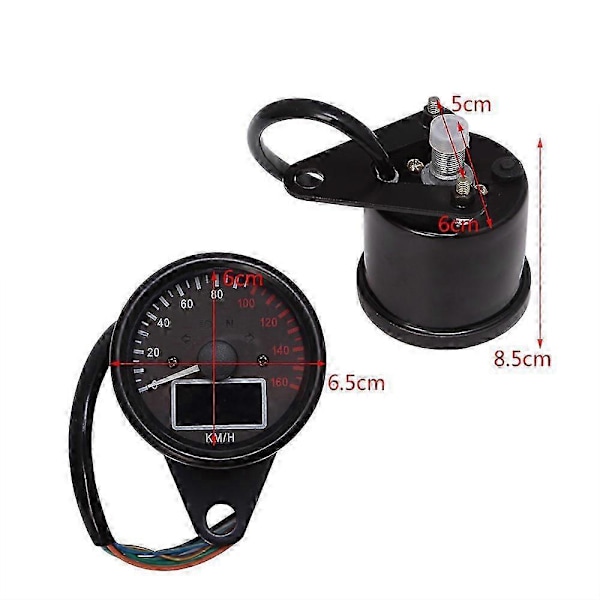 Universal Motorcykel Speedometer LED Digital Omdrejningstæller Krystal Instrument Måler Kilometertæller med Benzinmåler