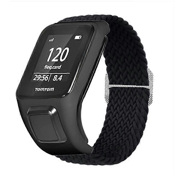 Kompatibel med TomTom Runner 2/Runner 3/Spark/Adventurer Elastisk Vævet Smart Watch Rem Justerbar Håndledsrem Black