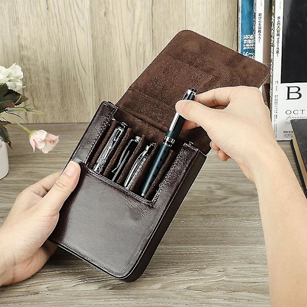 Penalhus Holder Håndlavet Fyldepenne Etui Læder Pen Pung Retro Pen Box Organizer Til Mænd Kvinder