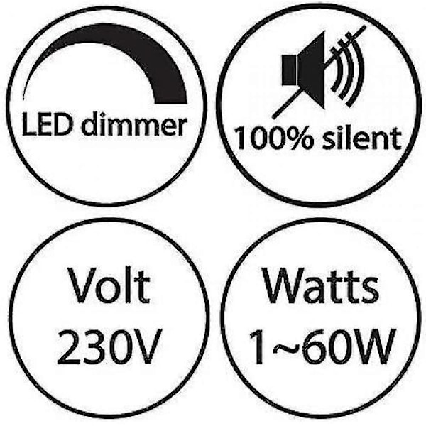 60w LED lysdæmper dæmpbar (dreje lysdæmper) LED dæmpbar, On/off, 220-230v, CE In-line switch, Sort TSJ SBI