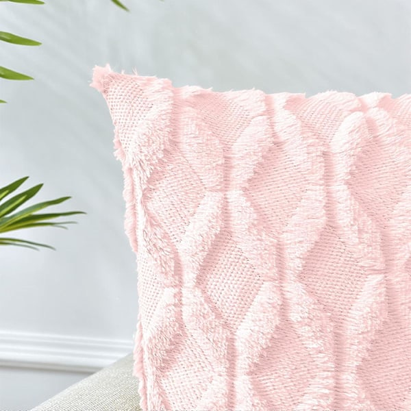 Kuddfodral 50x50 cm, Beige Dekorativt Boho Kuddfodral med Sammet Lyxigt Mjuk Plysch Kort Ull för Soffa Sovrum Bil, Set med