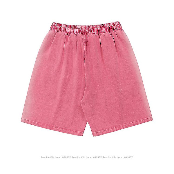 Pan -housut Miesten Retro Tide merkki Tee vanhanaikaisia ​​farkkushortseja miehille ja naisille Rose red M