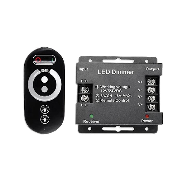 DC12-24V Lys RF Touch Fjernbetjening Lysdæmper Til 5050 Enkeltfarve Tape Lys Juster Lysstyrke