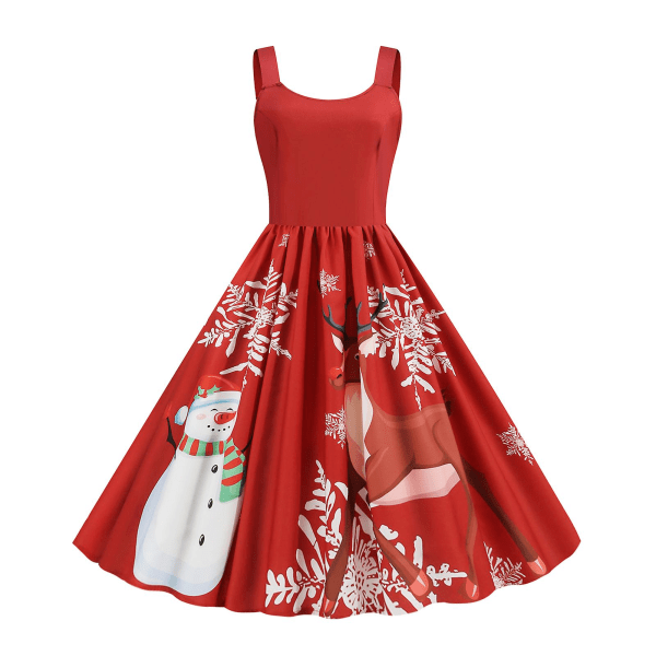 Naisten printed viivaliivit mekko hengittävät juhlapuvut joulujuhliin Red 2XL