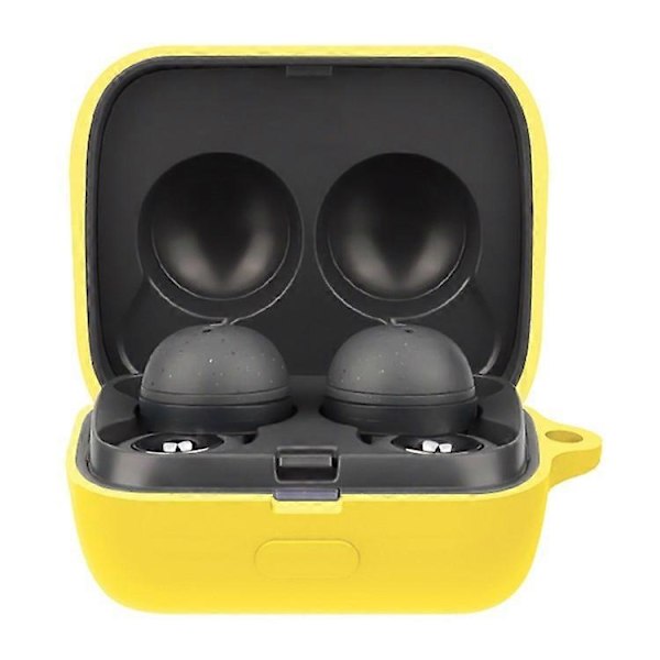 Yhteensopiva Sony LinkBuds -kuulokkeiden silikonikotelon kanssa, yksivärinen nappikuulokkeiden latauskotelon suojus soljella Yellow