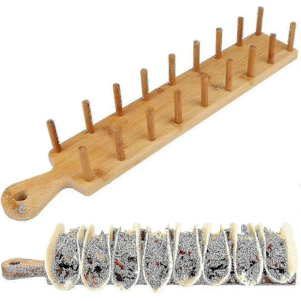 Taco Holder Stativ, Taco Holder Stativbrett i Bambus Holder Opptil 8 Taco Hver, For Servering Av Taco