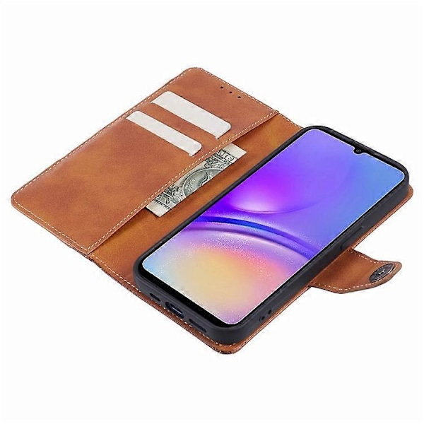 Kompatibelt Skal för Samsung Galaxy A55 5G, skarvad PU-läder magnetisk stängning plånboksfodral Brown