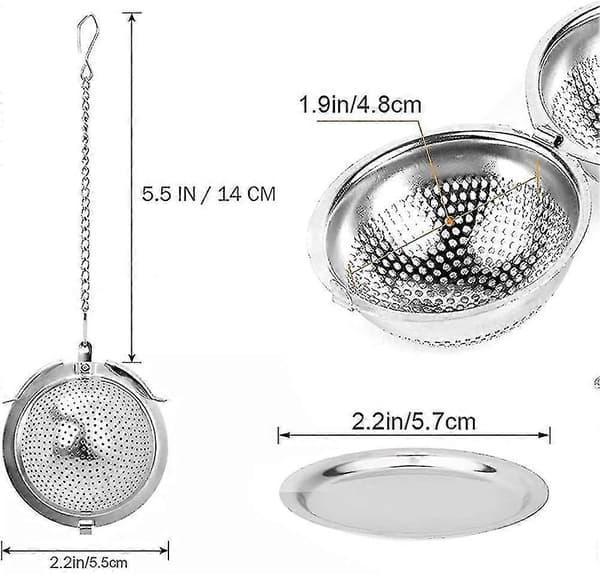 2 stk. te-infuser 5,5 cm. Te-infuser i rustfrit stål med kæde og drypbakke A