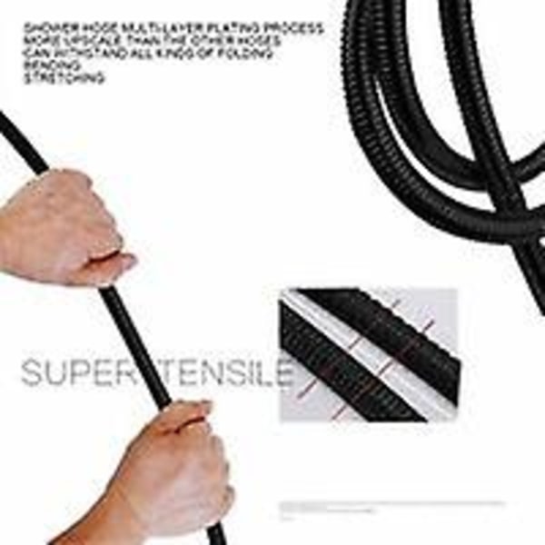 1 stk. 1,5 m fleksibel dusjslange i rustfritt stål, messingbeslag, anti-twist dusjhodeslange, fleksibel dusjslange - Svart