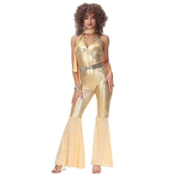 Vintage Rock Disco Naislaulaja-asut Naisten Halloween 70-luku 80-luku Hippi-cosplay-asu Lavaesitys tanssiasu M